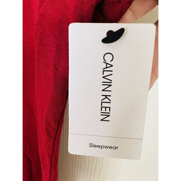 Calvin Klein Sleepwear Shirt S Red Short Sleeve V Neck Soft Comfy Pajama Top - Picture 5 of 8